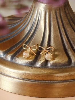 Bow Single Gold Rutilated Quartz Earrings, 7 of 9