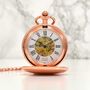 Personalised Skeleton Pocket Watch Rose Gold Plated, thumbnail 3 of 4
