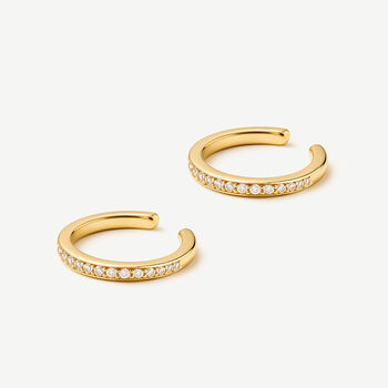 Ear Cuffs Pair With Cubic Zirconia Stones In 18k Gold, 2 of 3