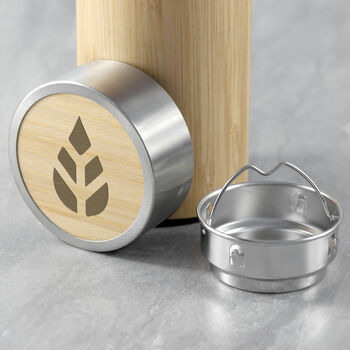 Personalised Bamboo Thermos Flask With Tea Strainer, 4 of 6