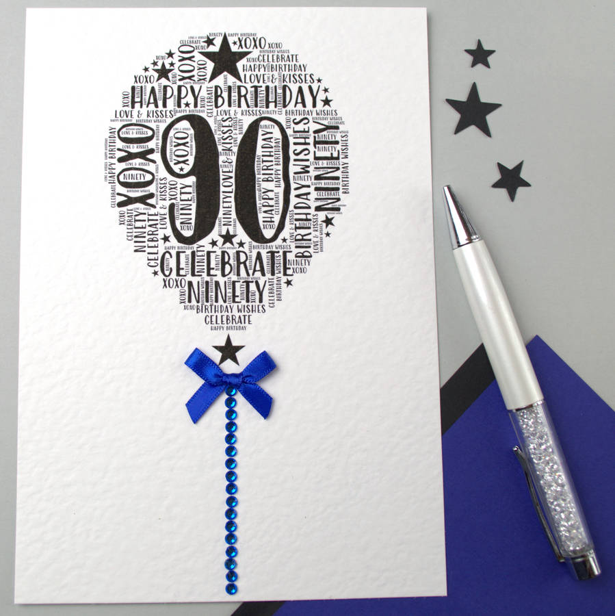 90th Happy Birthday Balloon Sparkle Card, 1 of 11