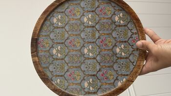 Mango Wood Round Serving Platter Tray, Chip And Dip, 6 of 13