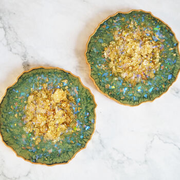 Sparkly Green Geode Resin Coasters, 4 of 10