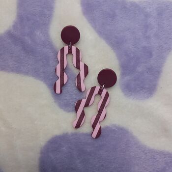 Polymer Clay Stripy Wiggle Earrings, 2 of 2