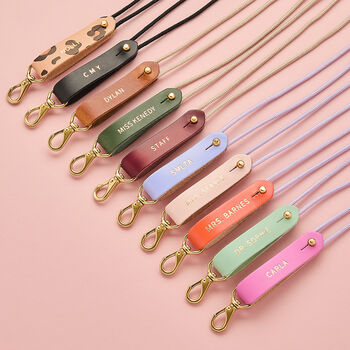 Personalised Leather And Cord Lanyard Gold Foiled, 2 of 4