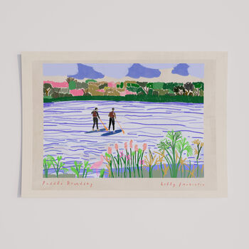Paddleboarding Art Print Stand Up Paddle Board Lake Scene Poster, 4 of 9