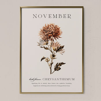 Birth Flower Wall Print 'Chrysanthemum' For November, 5 of 9