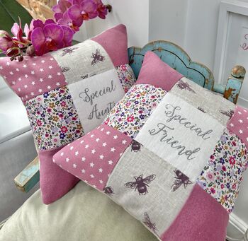 Special Friend Cushion Purple Bees And Flowers, 2 of 8