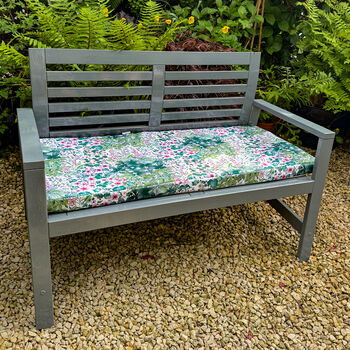 Water Resistant Bench Seat Pad Cottage Garden White, 5 of 6