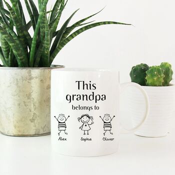 This Grandpa Belongs To Mug Gift With Grandchildren Names, 3 of 4