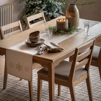 Cream Table Runner With Gold Snowflakes, 4 of 4