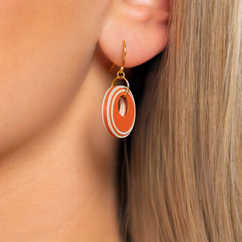 Orange And Cream Circular Earrings • Gold Plated Sterling Silver Hooks, 4 of 9