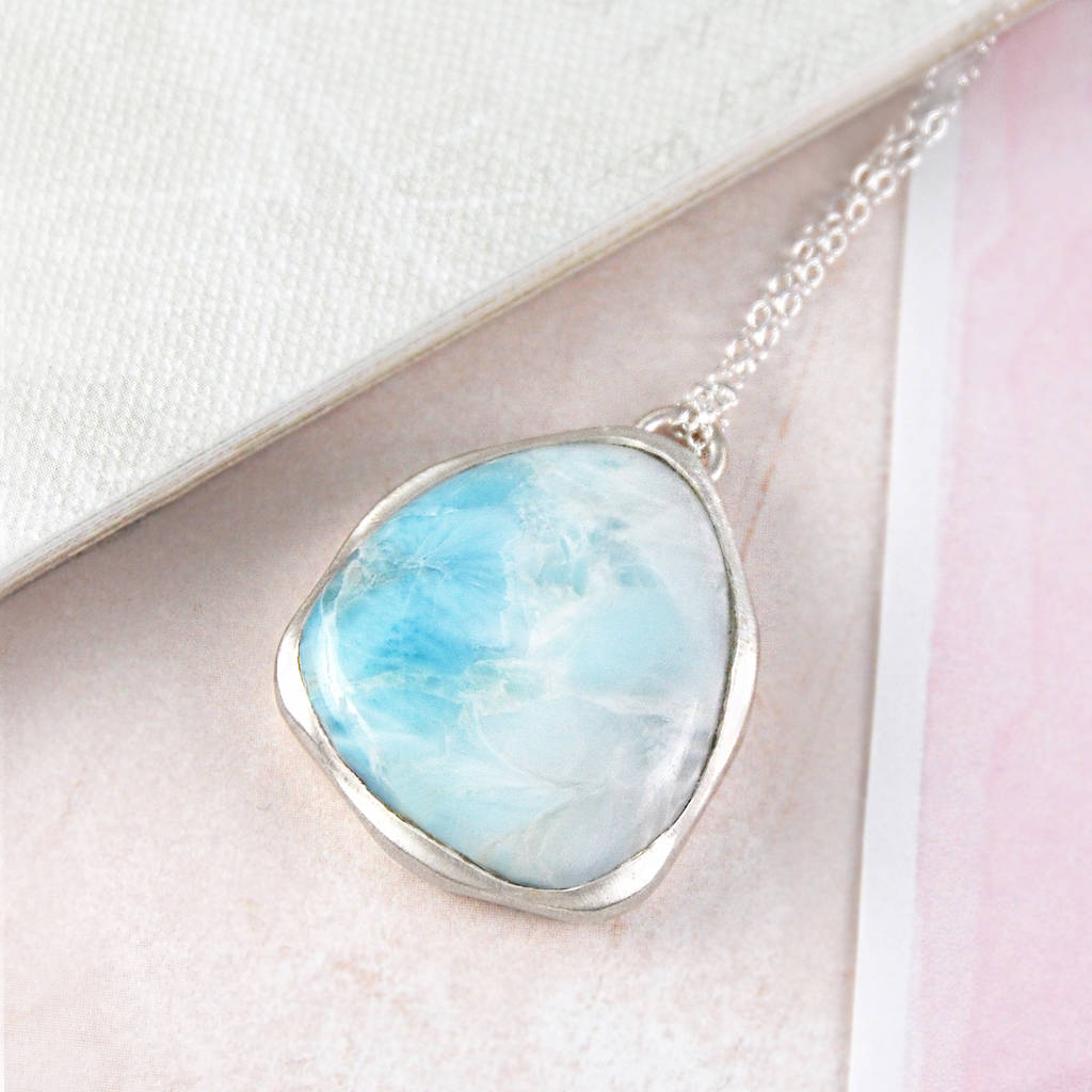 Larimar Sterling Silver Gemstone Necklace By Embers ...