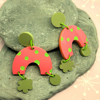 Ursula Bright Bold Colourful Dotty Patterned Earrings, 2 of 3
