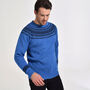 T Lab Archie Blue And Navy Fair Isle Lambswool Jumper, thumbnail 1 of 7