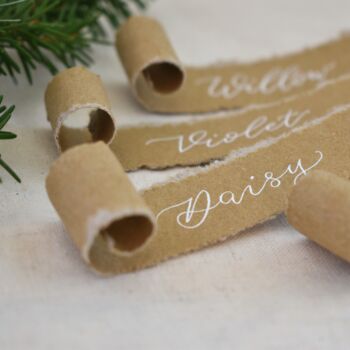 Personalised Christmas Scroll Place Name Cards X 10, 5 of 8