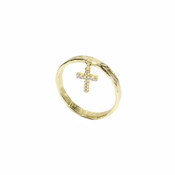 Cross Charm Rings, Cz, Gold Vermeil On 925 Silver, 6 of 9
