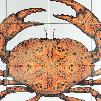 Crab Tile Mural Handprinted Ceramic Tile Set, 11 of 12