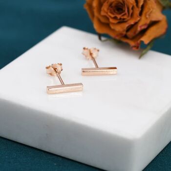 Tiny Bar Stud Earrings In Sterling Silver, 4 of 11
