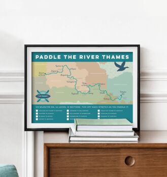 Gift For Paddleboarders – River Thames Map Art Print, 8 of 10