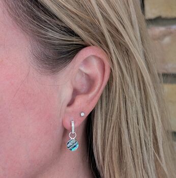 The Circle Abalone Shell Earrings, Silver, 2 of 7