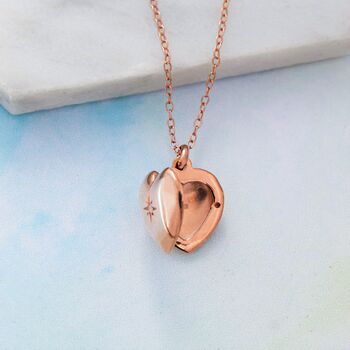 Heart Locket Rose Gold Plated Silver Necklace, 3 of 9