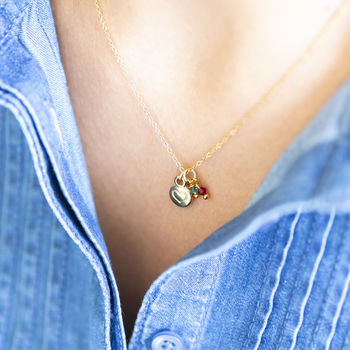 Gold Plated Heart Nugget Birthstone Charm Necklace, 8 of 12