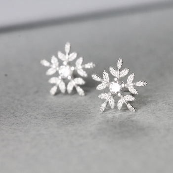 Sterling Silver Glistening Snowflake Studs Or Necklace, 4 of 9