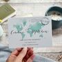 Wedding Invitation World Map Watercolour Style, thumbnail 1 of 5