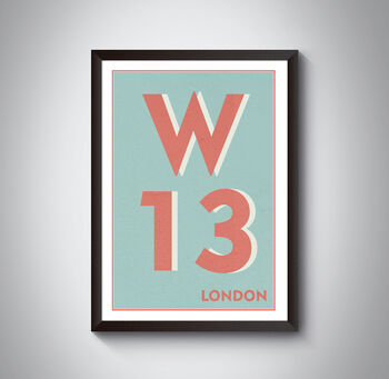 W13 Ealing London Postcode Typography Print, 5 of 10