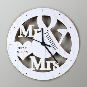 Personalised Mr And Mrs Wooden Clock, 2 of 3