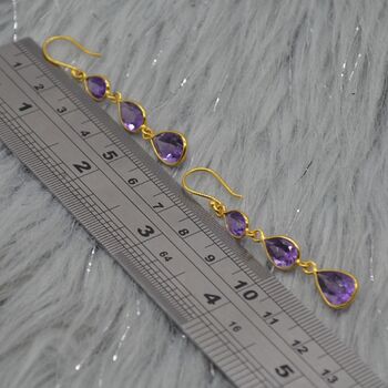 Amethyst Gold Plated Silver Drop Earrings, 4 of 8