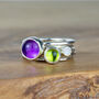 Whimberry Amethyst Silver Stacking Rings, thumbnail 1 of 5