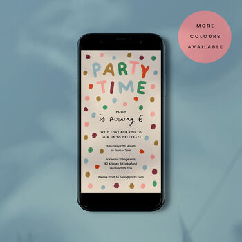 Digital Download Birthday Party Invite With Polka Dots, 4 of 5
