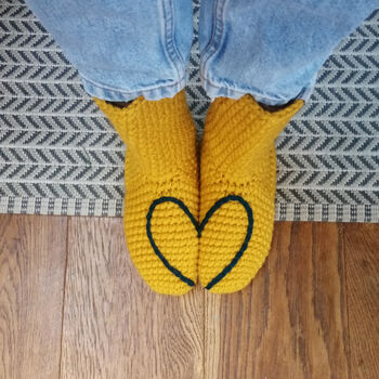 Hidden Love Heart Crochet Slipper Socks, 11 of 12