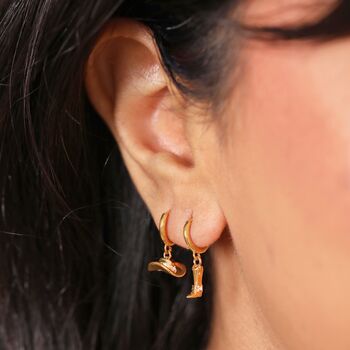 Mismatched Cowboy Boot And Hat Huggie Hoop Earrings In Gold, 2 of 3
