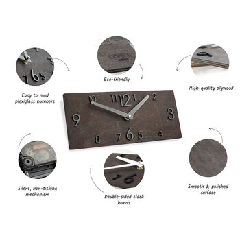Scandinavian Style Minimalistic Dark Wall Clock, 4 of 9
