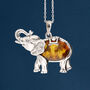 Sterling Silver Baltic Amber Elephant Necklace, thumbnail 2 of 11