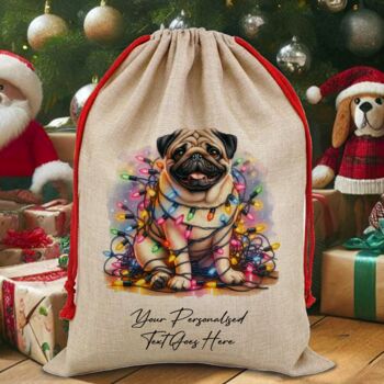 Personalised Pug In Christmas Lights, 5 of 9