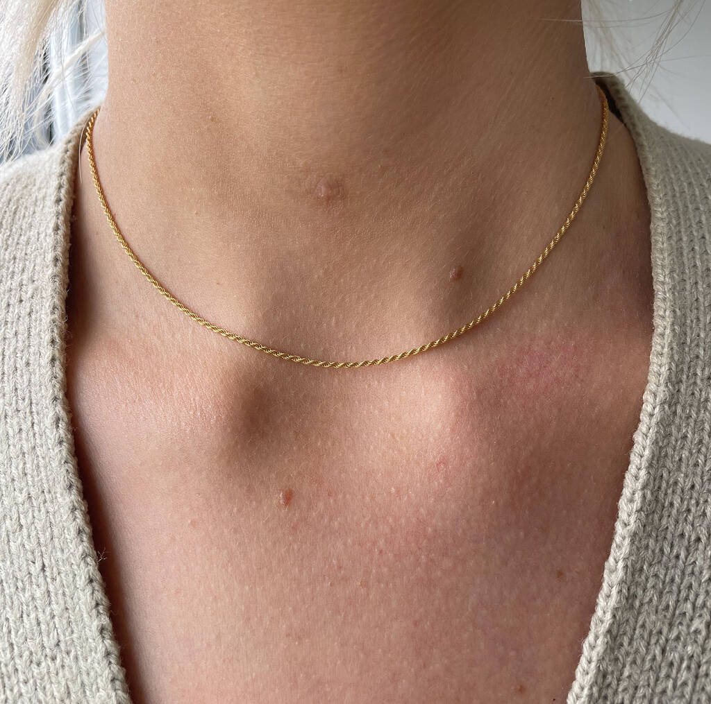 Dainty Rope Chain Necklace In K Gold Vermeil Plated By Naked Palm Jewellery