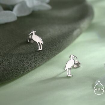 Grey Heron Bird Stud Earrings In Sterling Silver, 6 of 11