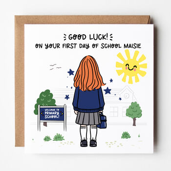 Customisable First Day Of School Card For Girls, 6 of 10