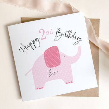 Personalised 1st / 2nd Birthday Card: Pink Or Blue Elephant Design, 5 of 9