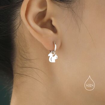 Cute Squirrel And Acorn Dangle Huggie Hoops, 6 of 11
