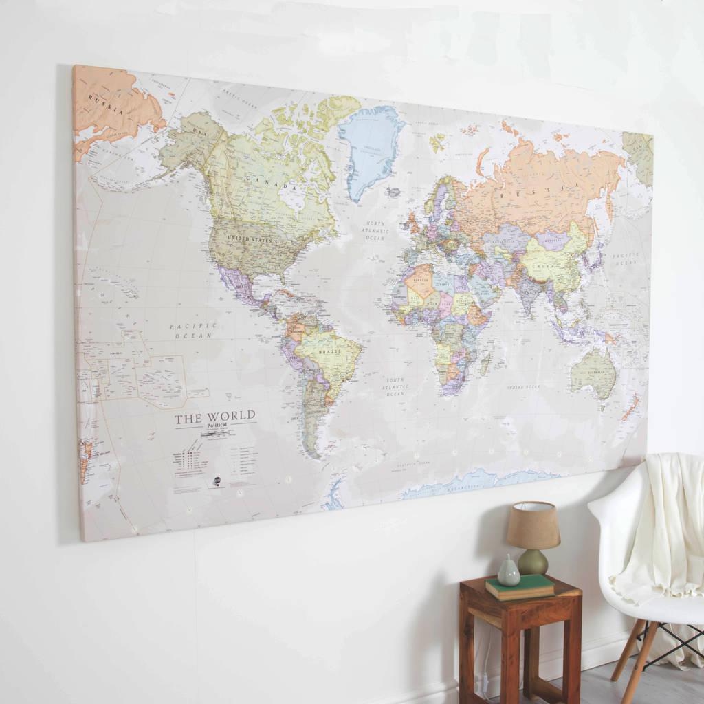 Giant Canvas World Map By Maps International Notonthehighstreet Com
