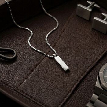 Box Chain Bar Pendant Silver, 5 of 9