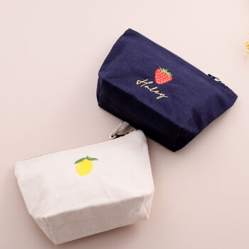 Embroidered Fruit Make Up Bags Personalised, 3 of 7