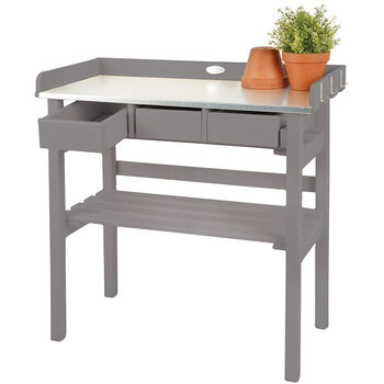 Lacquered Garden Three Drawer Workbench Grey Or Cream, 2 of 5