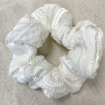 Ivory Sequinned Lace Scrunchie, 2 of 2
