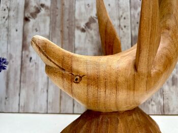 Wooden Dolphin Wine Bottle Holder Hand Carved Dolphin, 6 of 7